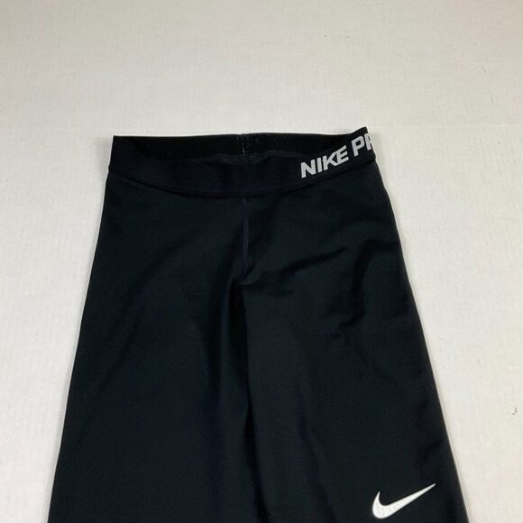 Nike Pro Cool Womens Cropped Leggings Black Dri Fit Pull On Stretch Size S Small - Picture 3 of 12